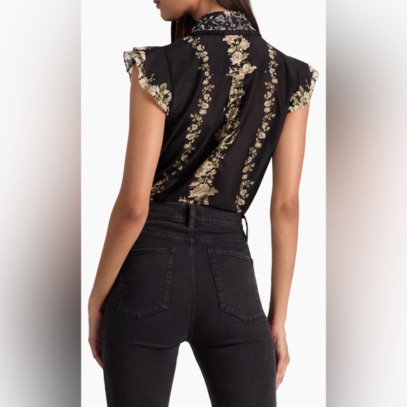 Alice + Olivia Martel Flutter Sleeve Blouse - Picture 2 of 7